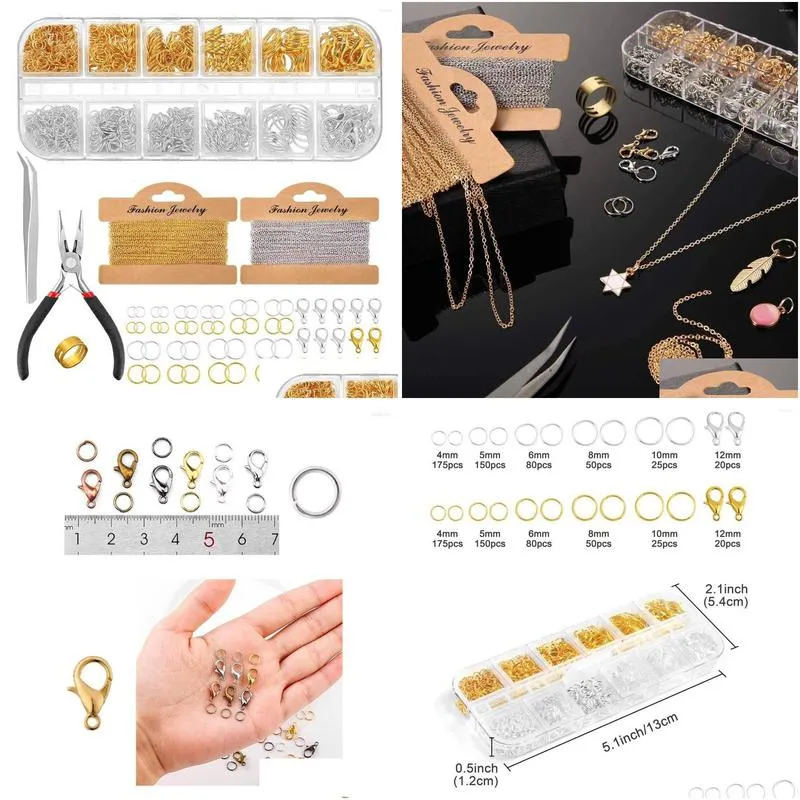 keychains jewelry making chains 65.6 feet link 960 pieces jump rings 40 lobster clasps for diy