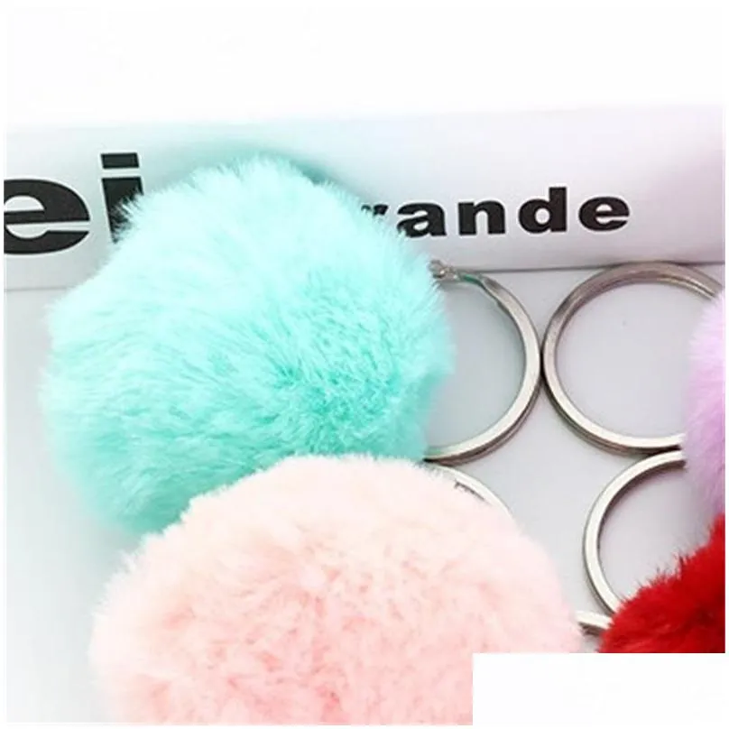 fashion plush ball keychain imitation rabbit fur soft balls key chain pendant luggage key ring creative gift 205 r2
