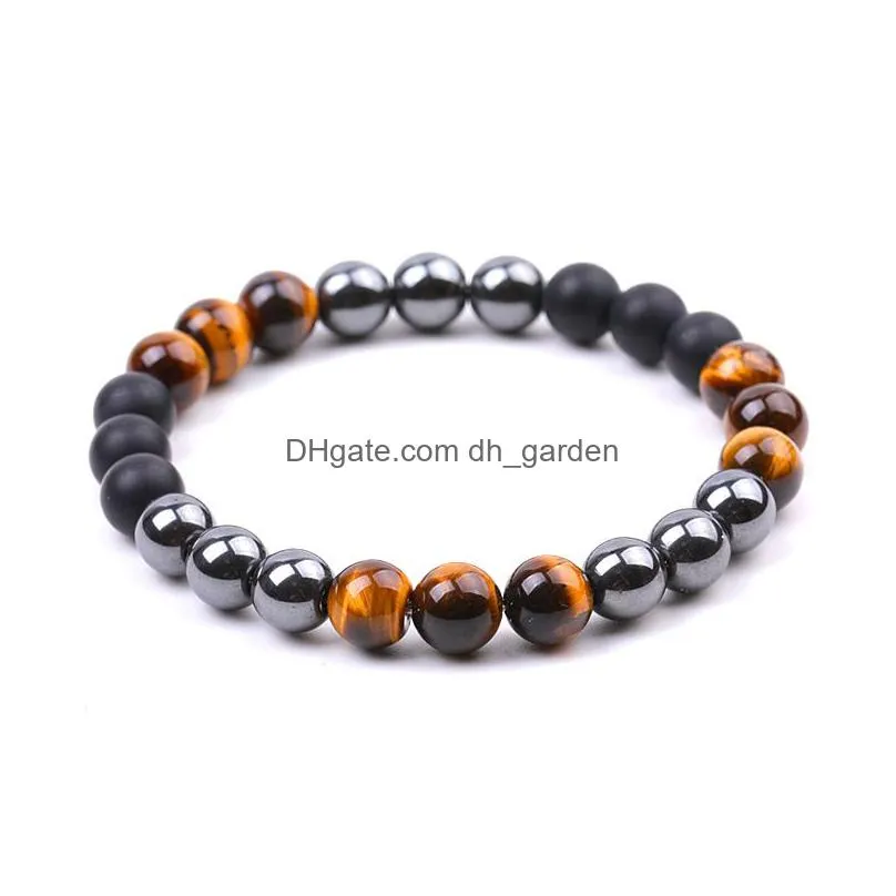 8mm men natural stone strand bracelet black hematite tiger eye beaded malachite kallaite beads bangles bracelets for women yoga