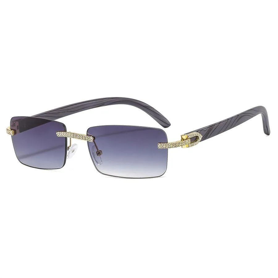 brand designer sunglasses small square frameless metal hinge eyewear for men women luxury sun glass uv400 lens unisex high quality with case and