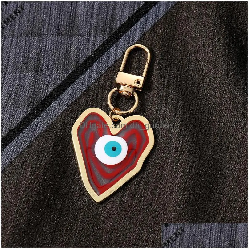 blooming heart evil eye clasp key rings for friend lovers gift resin eye bag car keyring pendant keychain