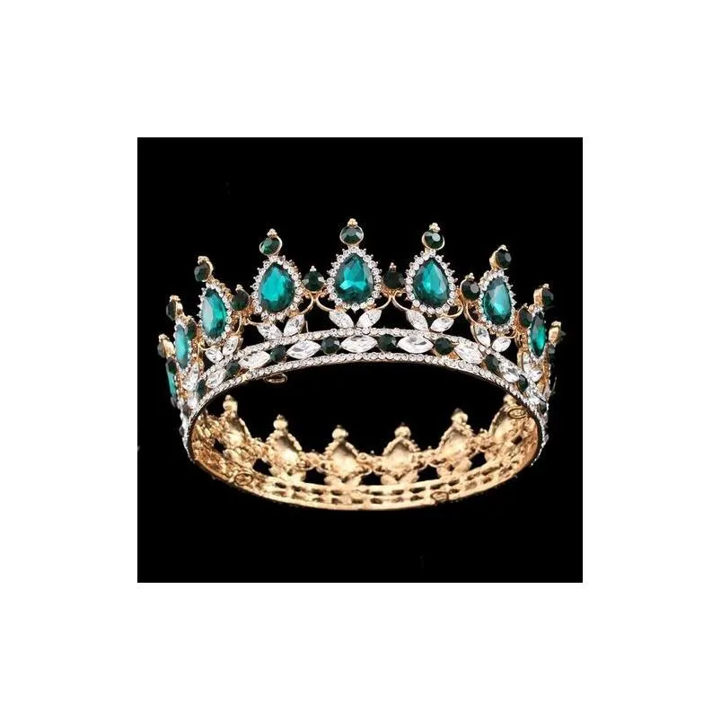 pageant full circle tiara clear austrian rhinestones king / queen crown wedding bridal crown costume party art deco