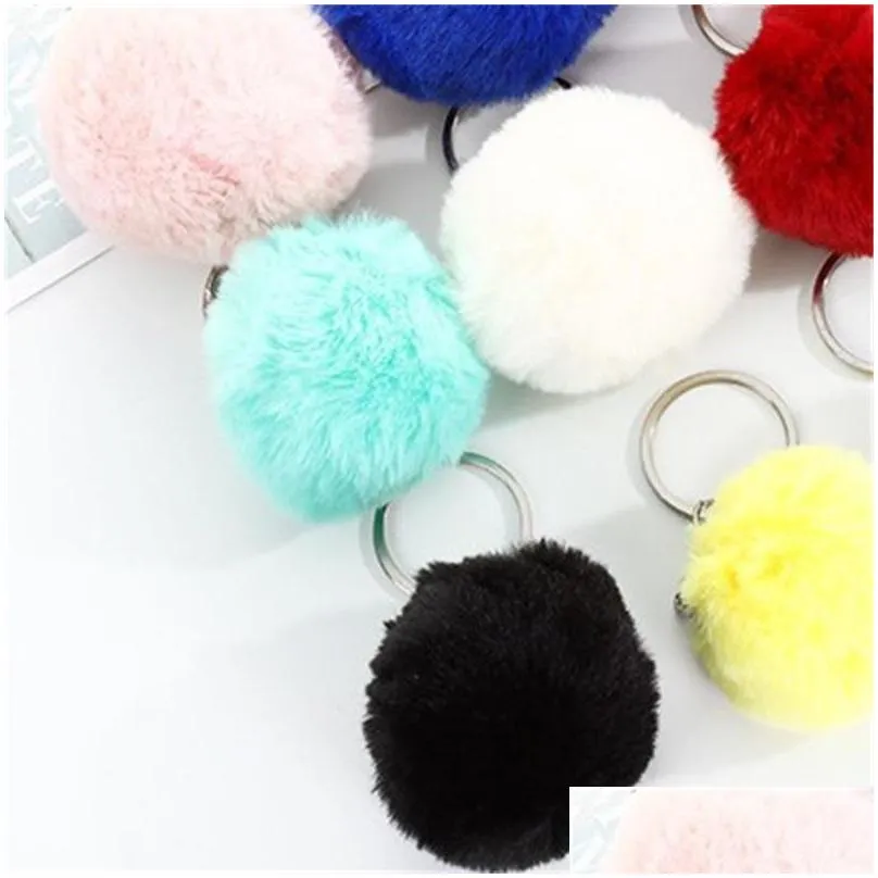 fashion plush ball keychain imitation rabbit fur soft balls key chain pendant luggage key ring creative gift 205 r2