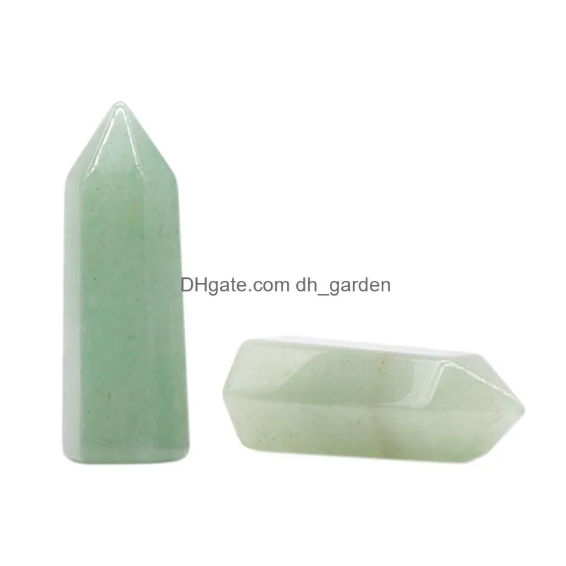 12x38mm natural stone hexagonal prism pillar charm single point crystal agates bead for jewelry making craft ornaments