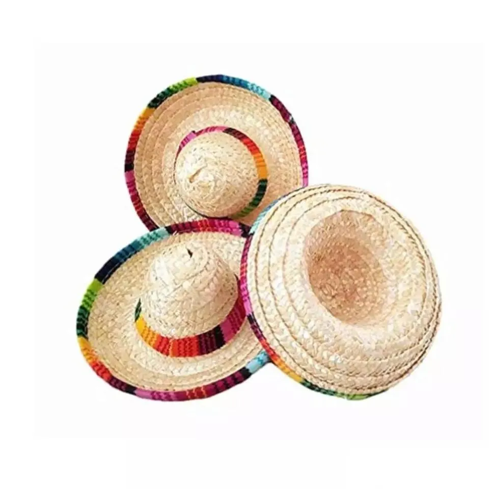 mini pet dogs straw hat sombrero cat sun hat beach party straw hats dogs hawaii style hat for dogs funny accessories