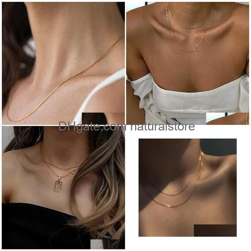 designer minimalist thin snake chain gold plated necklaces for women niche y chain choker necklaces jewelry accessories