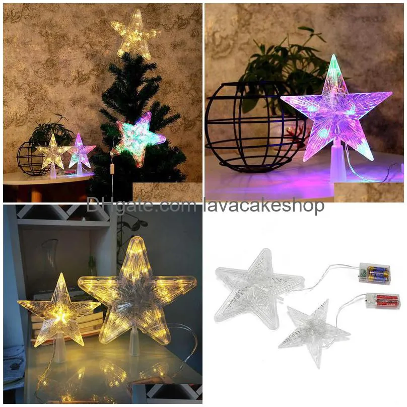 christmas tree top led star night light ornaments garland new year 2022 decor decorations for home navidad h0924