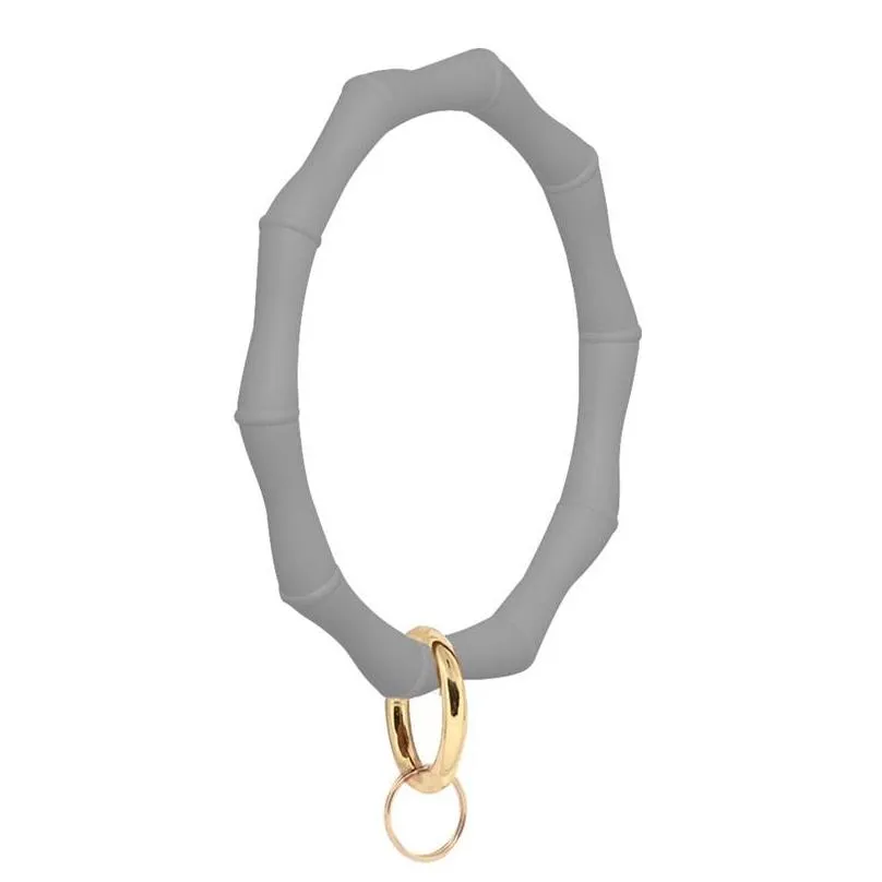 s1176 women girls silicone bracelet outdoor sports key ring bangle keyring circle keychain wristlet keyrings jewelry 49 t2