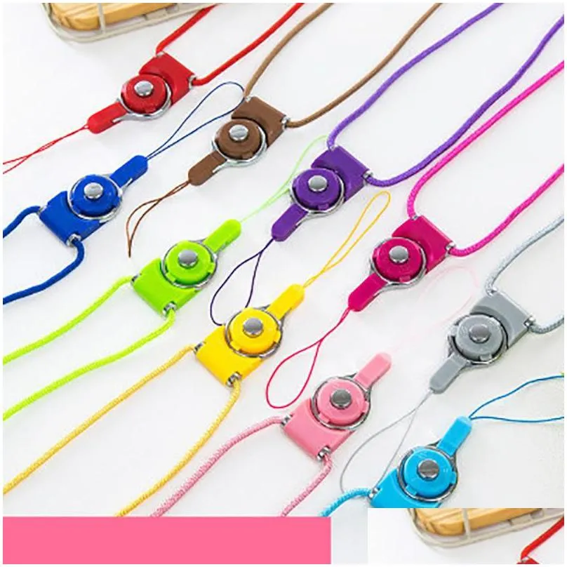 detachable cell phone strap neck lanyard key rings braided nylon hang rope for mobilephone badge camera mp3 usb id cards mixed color 946