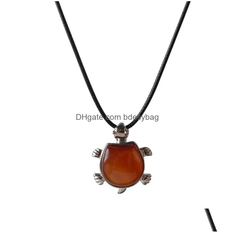 2017 natural red carnelian turtle crystal pendant women charka healing tortoise jewelry necklace 18 for party in gift bags