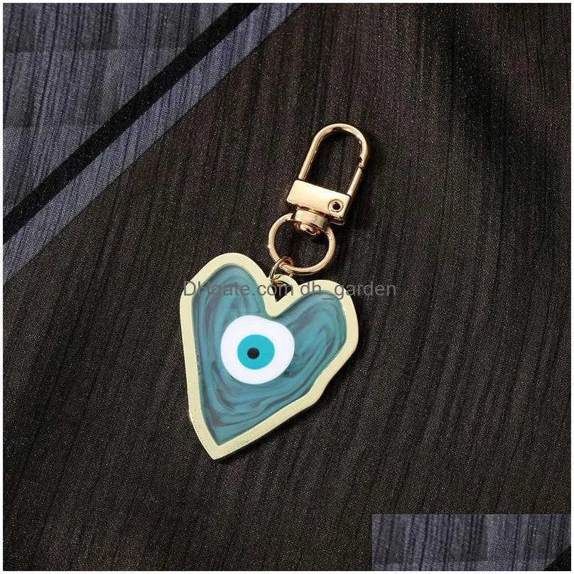 blooming heart evil eye clasp key rings for friend lovers gift resin eye bag car keyring pendant keychain