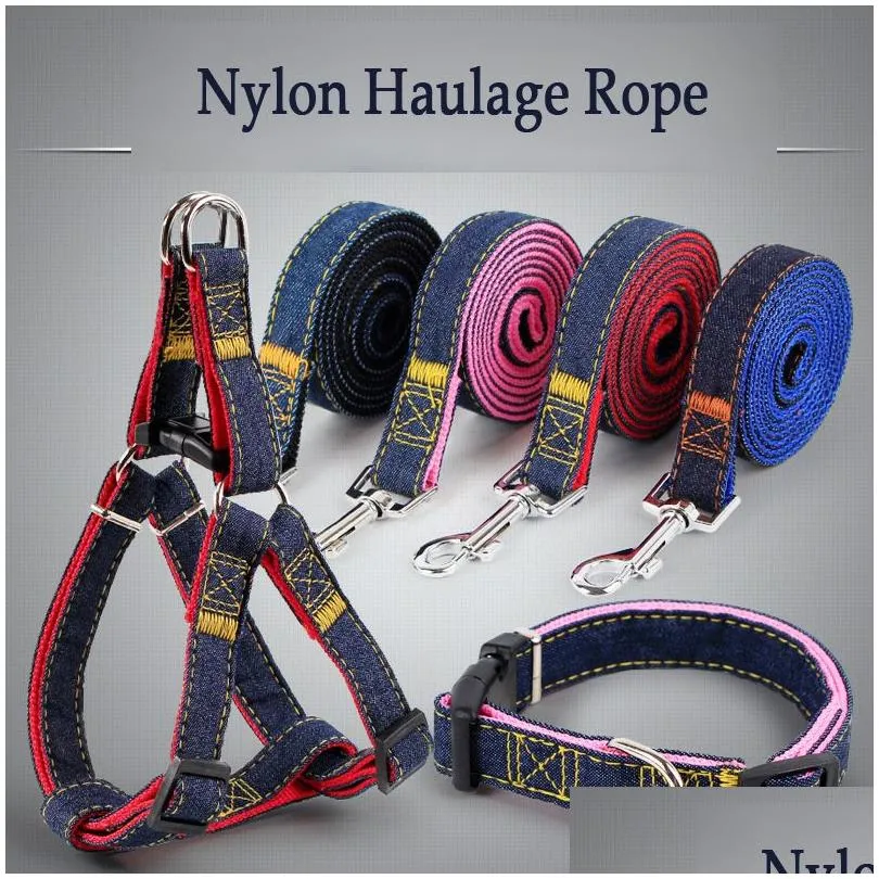 1.2m  seams nylon haulage rope traction rope for dog pet thickening wearresisting dog rope add chest belt leashes kit
