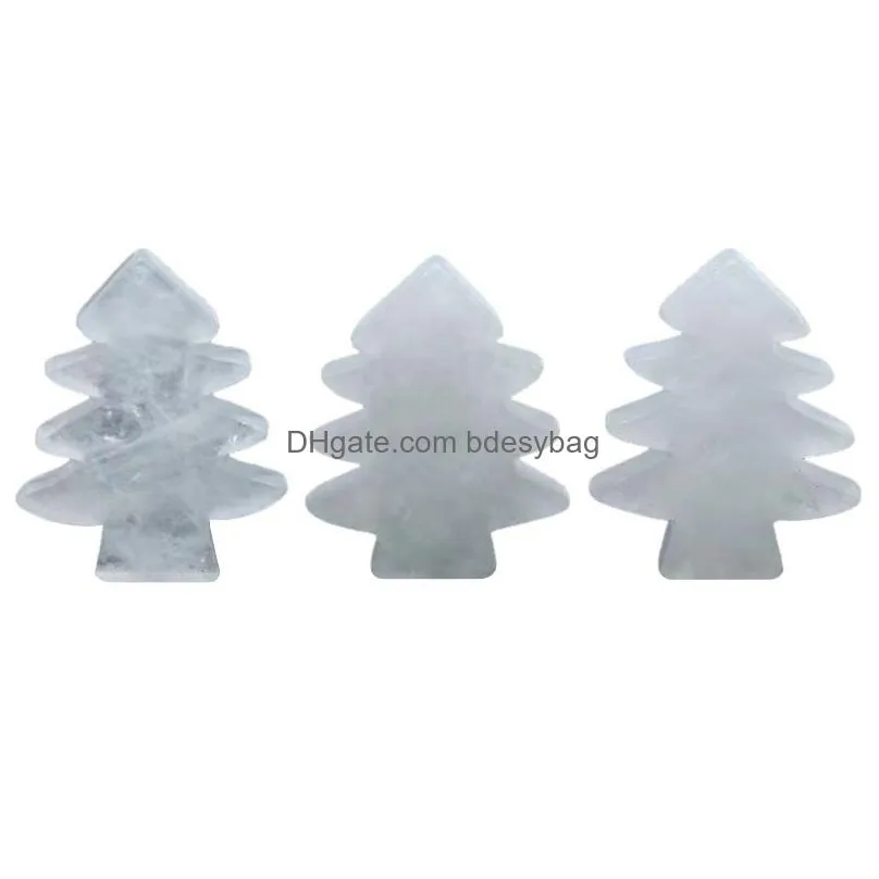 3 pieces howlite healing crystal stones pendant mini christmas tree desk ornament pocket stone home office christmas decoration