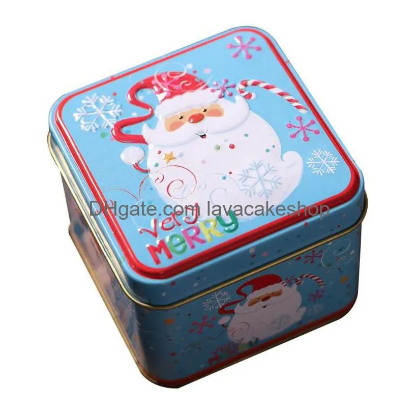 gift wrap merry christmas metal tin empty candy chocolate storage box containers with cover lids mixed color