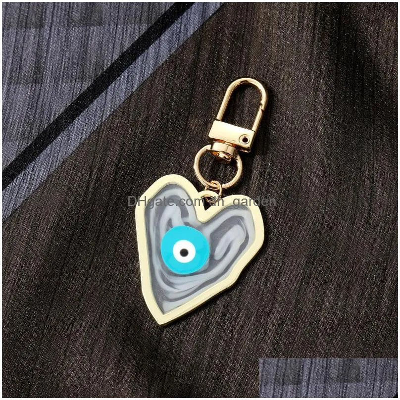 blooming heart evil eye clasp key rings for friend lovers gift resin eye bag car keyring pendant keychain