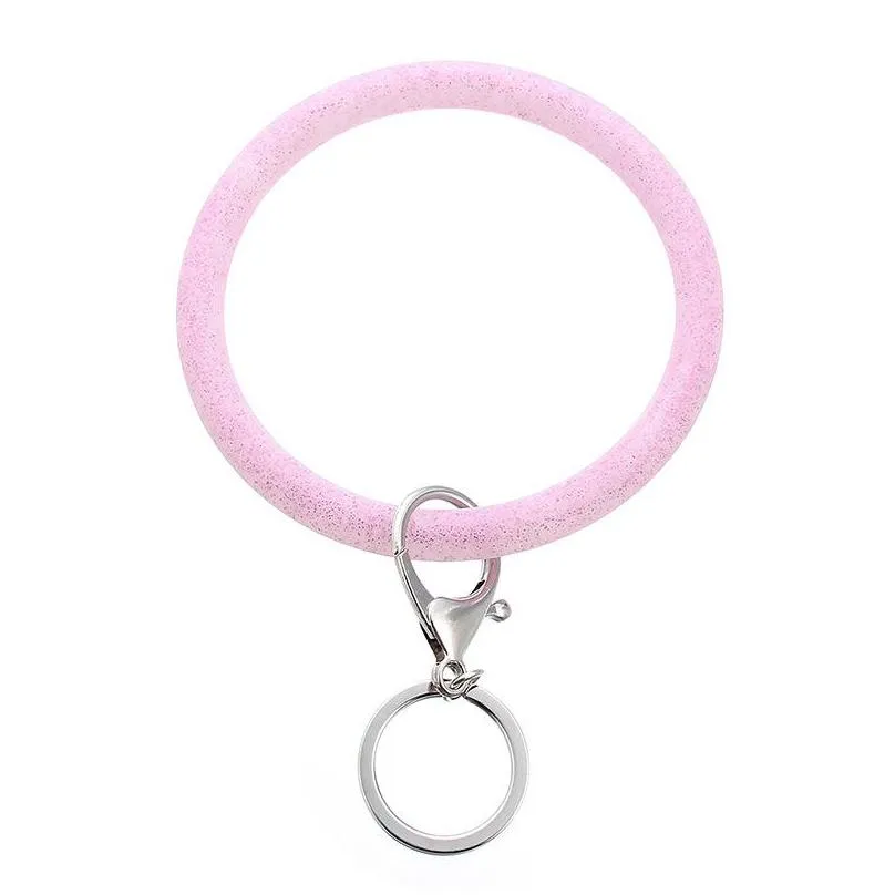 round bracelet bangle silicone key ring glitter bracelet wristband keychain hand chain jewelry car keyrings holder bag charms 627 k2