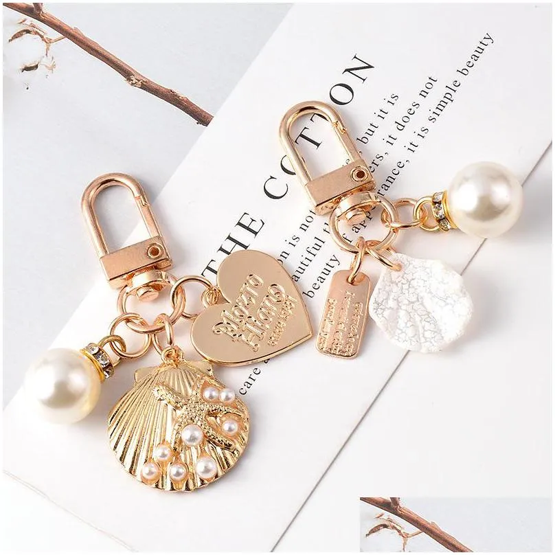 new arrival shell key chain cute heart ring for gift party diy jewelry accessories wholesale price 395 q2