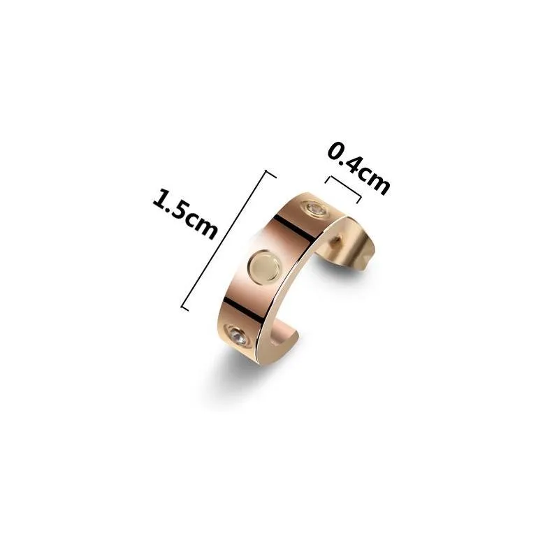 new fashion titanium steel 18k rose gold love earrings for woman exquisite simple fashion c diamond ring lady earrings jewelry gift with