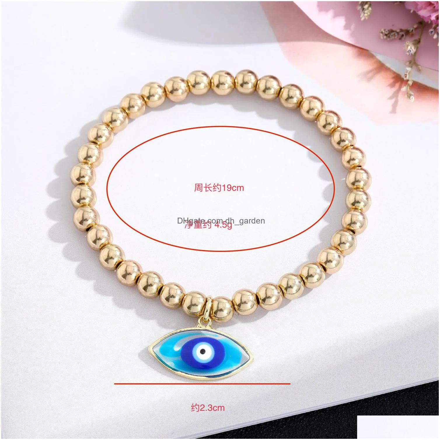 turkey oval blue evil eye charms bracelet women handmade gold plated beads rope chain lucky bracelets girl party jewelry gift couple