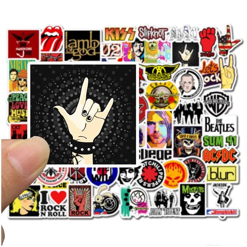 52 pcs car stickers rock roll band team for skateboard laptop helmet stickers pad bicycle bike motorcycle ps4 notebook guitar pvc