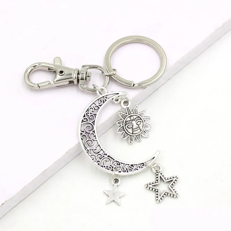 wholesale new star moon sun keychain keyrings behemian car key women bag accessories jewelry gifts