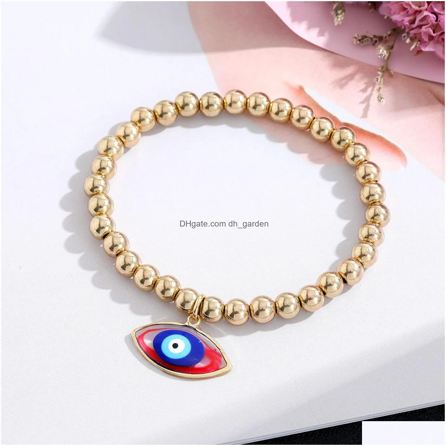 turkey oval blue evil eye charms bracelet women handmade gold plated beads rope chain lucky bracelets girl party jewelry gift couple