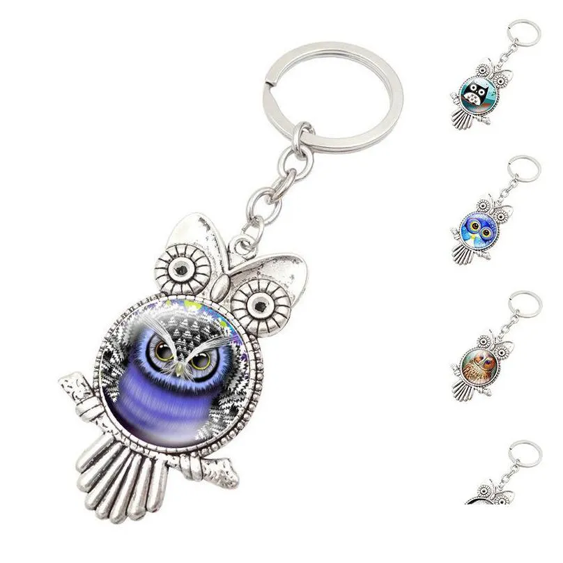 best gift retro owl time gemstone metal keychain hot glass keychain kr149 keychains mix order 20 pieces a lot ok yas 168 w2