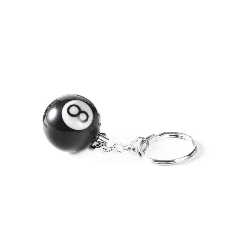 16pcs/lot black 8 pool billiard keychain snooker ball key chain mini billiards key ring ship 277 t2