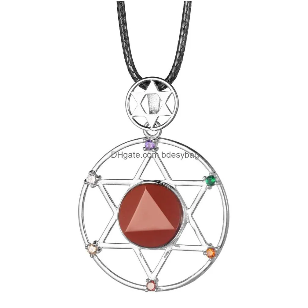 sterling silver hexagram star pendant necklace cut crystal stone david stars shield hexagrams double layer diamond jewelry
