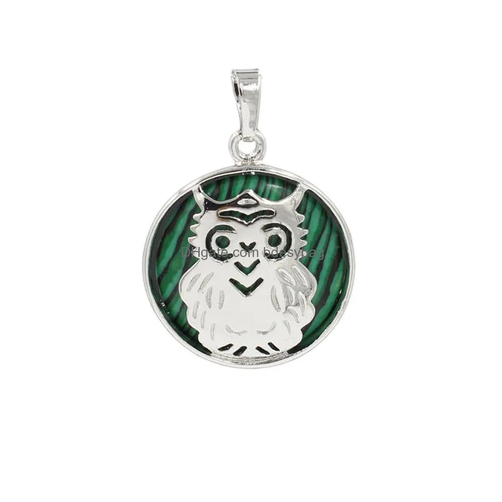 fashion vintage natural malachite pendant healing owl dragon heart pendant for jewelry necklace making