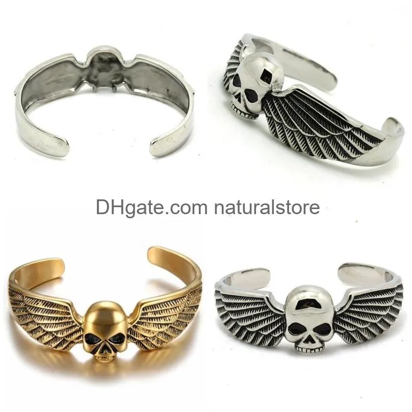 men fashion gothic stainless steel punk skull bracelet