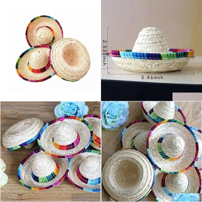 mini pet dogs straw hat sombrero cat sun hat beach party straw hats dogs hawaii style hat for dogs funny accessories