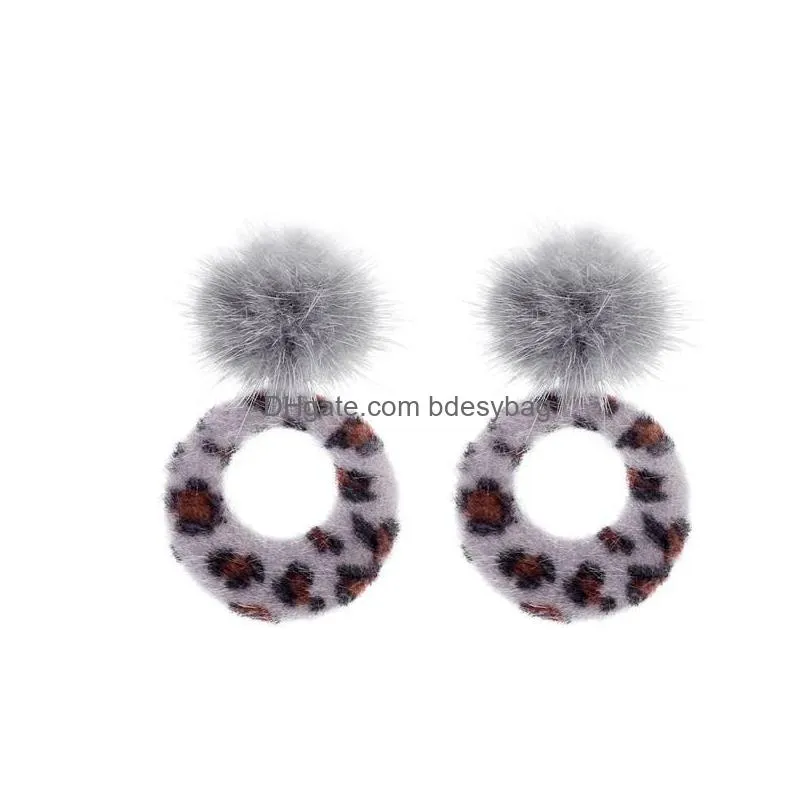 womens fashion twocolor fluffy faux fur small hollow ball pompom hook earrings pendant pendant mothers day gift