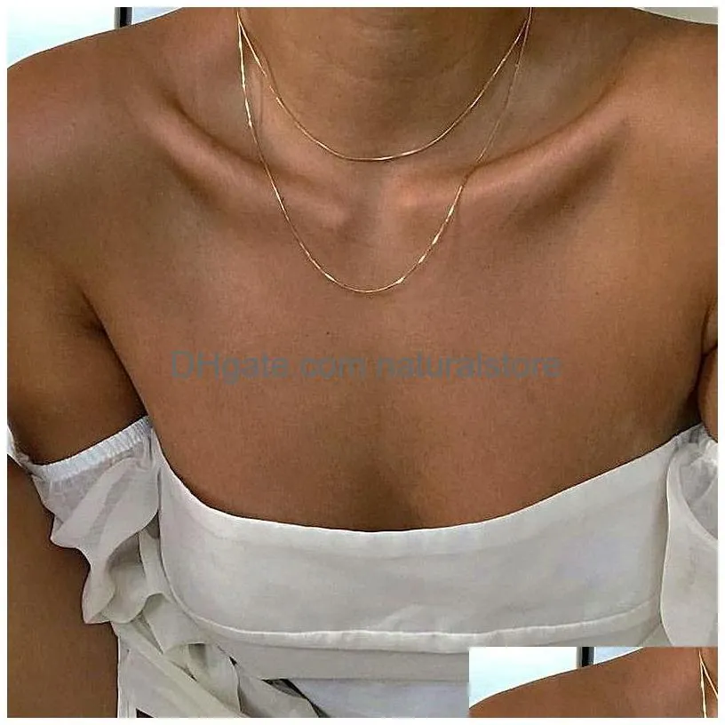 designer minimalist thin snake chain gold plated necklaces for women niche y chain choker necklaces jewelry accessories