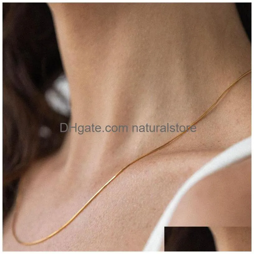 designer minimalist thin snake chain gold plated necklaces for women niche y chain choker necklaces jewelry accessories
