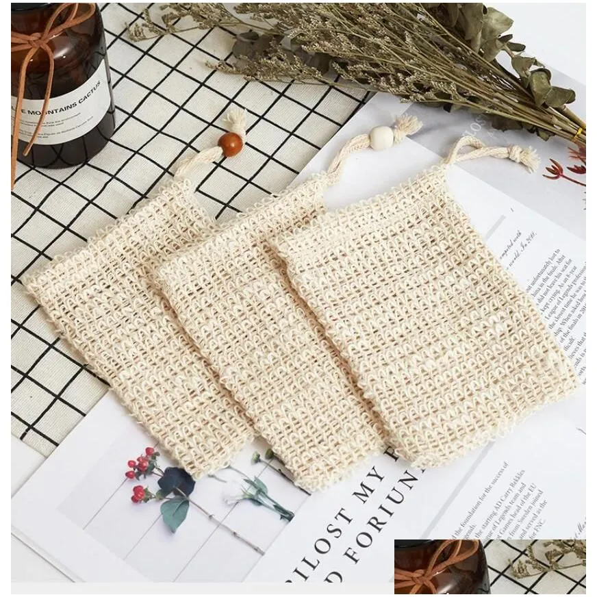 4style exfoliating mesh bags pouch for shower body massage scrubber natural organic ramie soap bag sisal saver loofah moisturizing bath spa foaming with