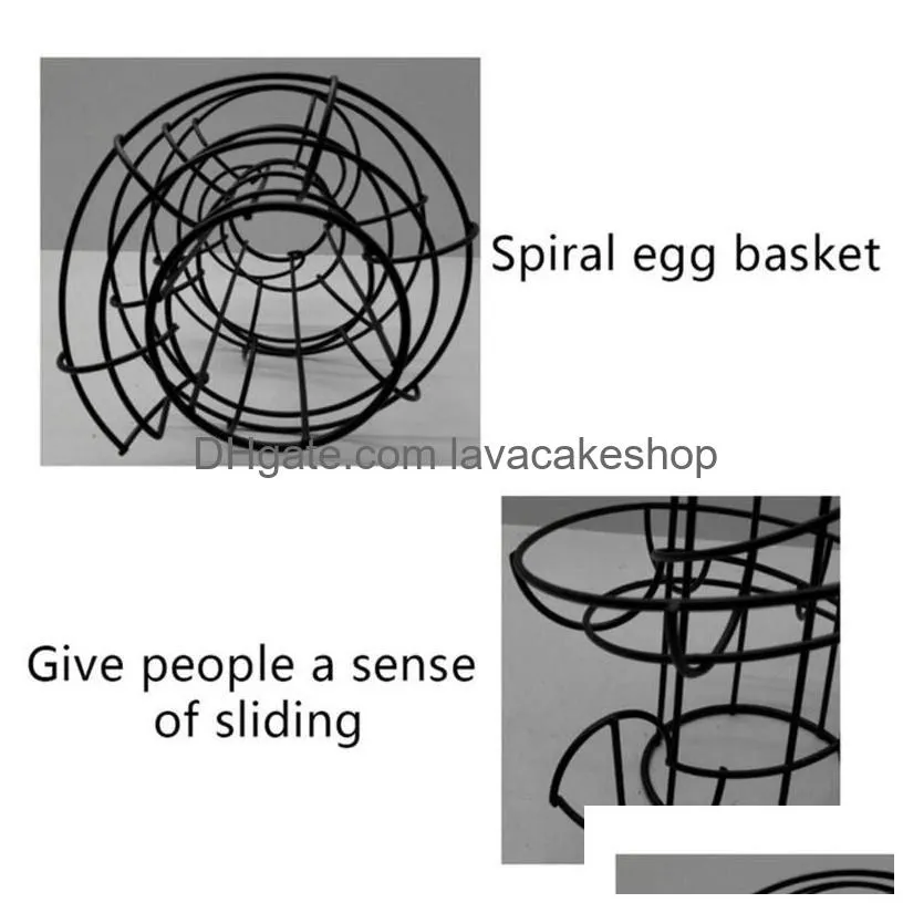 kitchen storage organization modern iron spiral egg holder roller rack organizer dispenser keeper 24 eggs