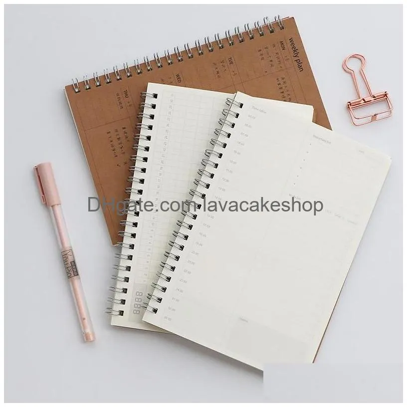 notepads journal grid lined binder manual schedule notepad time daily weekly to do planner spiral kraft notebook office school