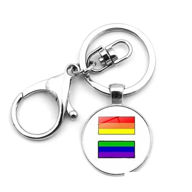 rainbow color key buckle time pendant rhinestone lobster button new metal keys chain love equality high fashion keychains