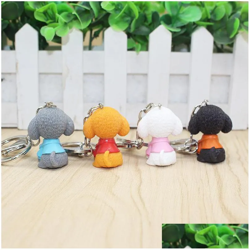 4 pcs pvc teddy dog pendant alloy keychain keyring for women men decorative bag key chain jeweley gift gray white multi color mixture 208