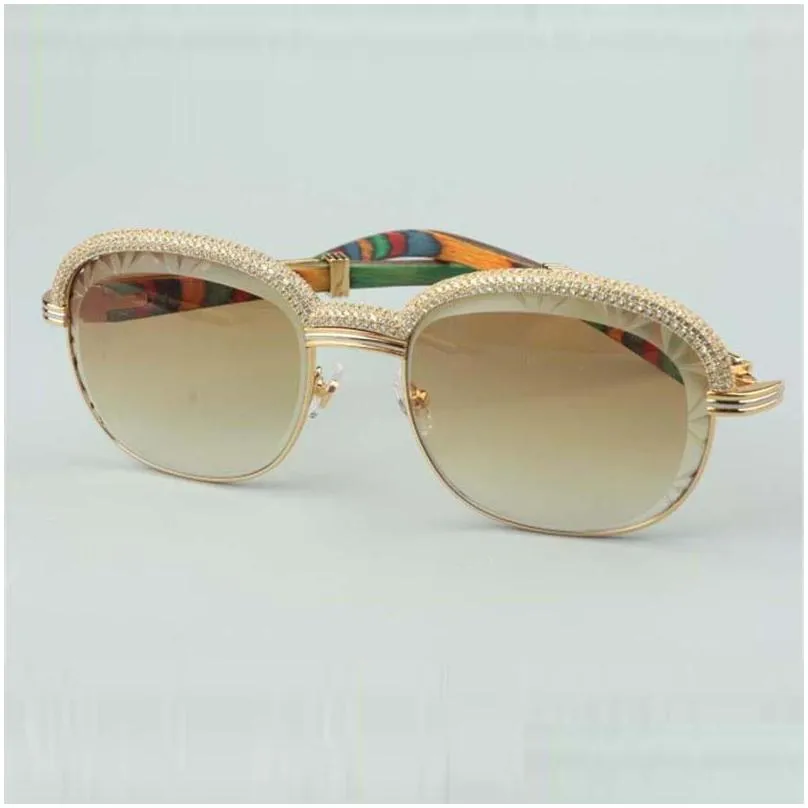  selling topquality natural wood cut lens sunglasses highend diamonds eyebrow frame 1116728a size 6018135mm