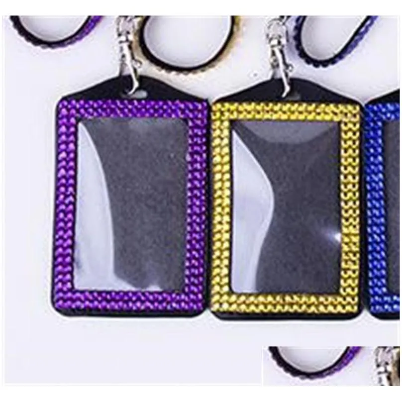 rhinestone inlay hanging belt handmade shiny women men simple necklace strap crystal phone pendant key chain fashion compact 6 8xq m2