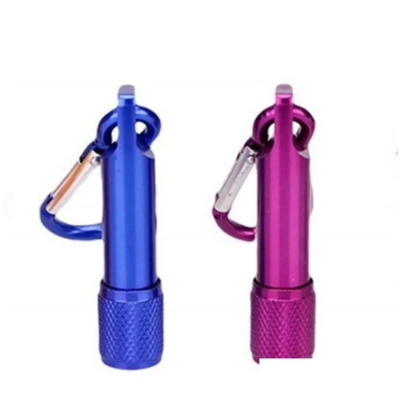 portable led flashlight aluminum alloy torch flashlights with carabiner ring keyrings key chain gifts 5 color 208 r2