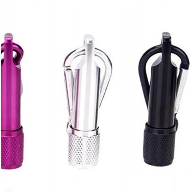 portable led flashlight aluminum alloy torch flashlights with carabiner ring keyrings key chain gifts 5 color 208 r2