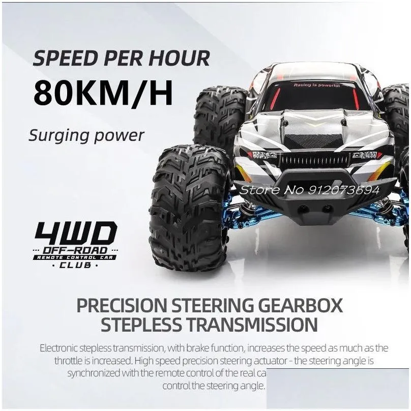 80km/h 4wd brushless motor remote control buggy 200m metal hydraulic shock absorber allterrain offroad rc racing car model toy