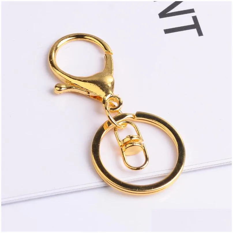 30mm key ring long 70mm popular classic 6 colors plated lobster clasp key hook chain jewelry making for keychain 310 n2