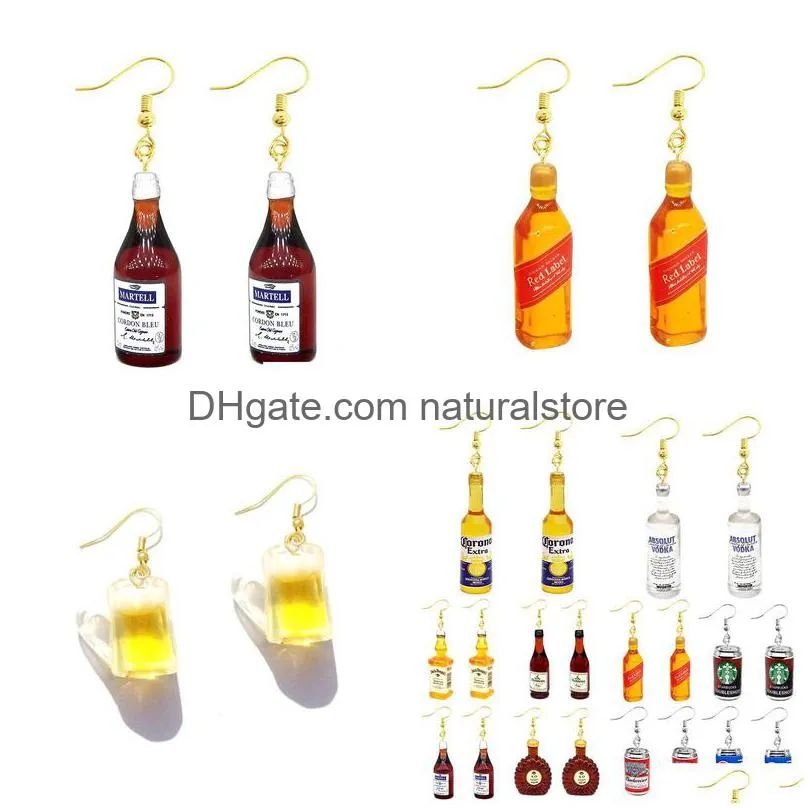 earring for women resin drop custom made handmade cute girls gift eardrop coffee drink funny liquor spirits bottle cans