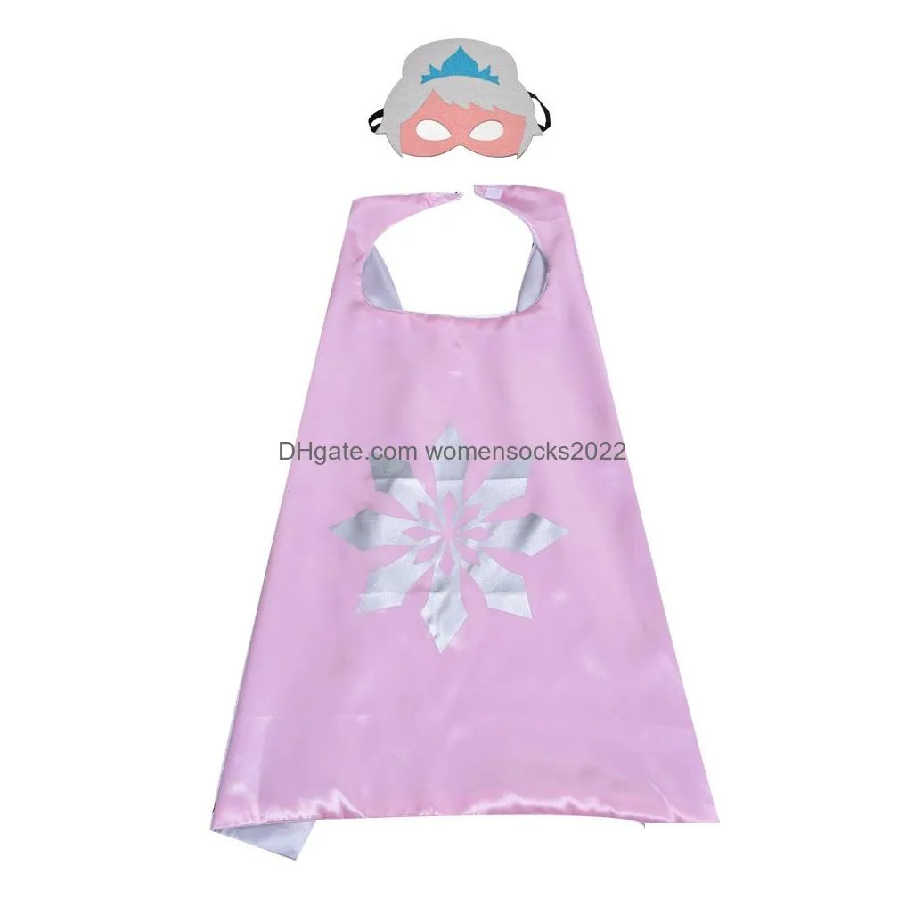 27inch double sided costumes cape for kids with felt mask satin carton dressing up cosplay capes party favors birthday gifts