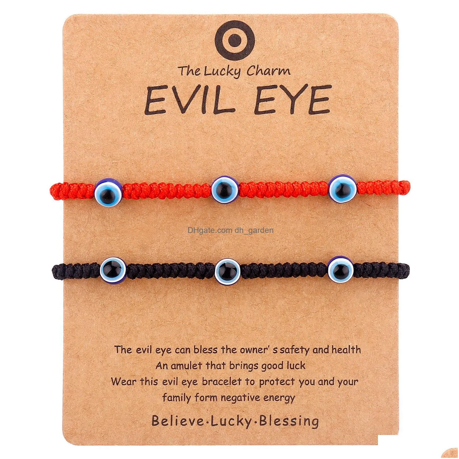 turkey blue evil eye card bracelet women handmade black red rope chain lucky eyes beads bracelets girl party jewelry gift couple