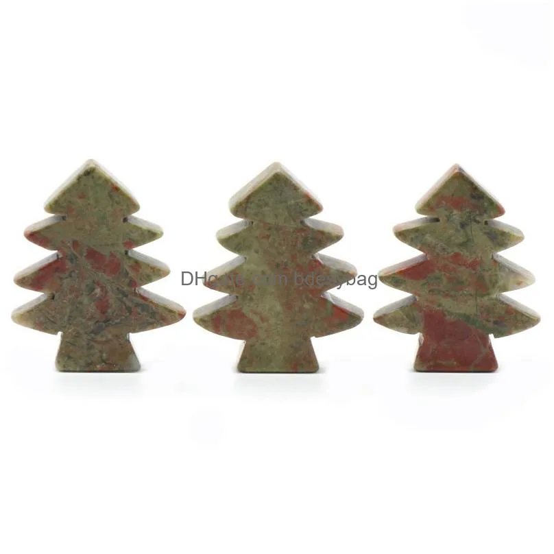 3 pieces rose quartz healing crystal stones pendant mini christmas tree desk ornament pocket stone home office christmas decoration